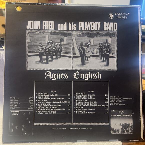 JOHN FRED & HIS PLAYBOY BAND~AGNES ENGLISH LP '67 ULTRASONIC CLEAN VG+ STICKER - Picture 2 of 9